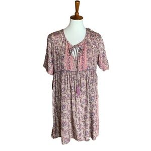 Paani paisley print short sleeve dress with tassel tie Size medium